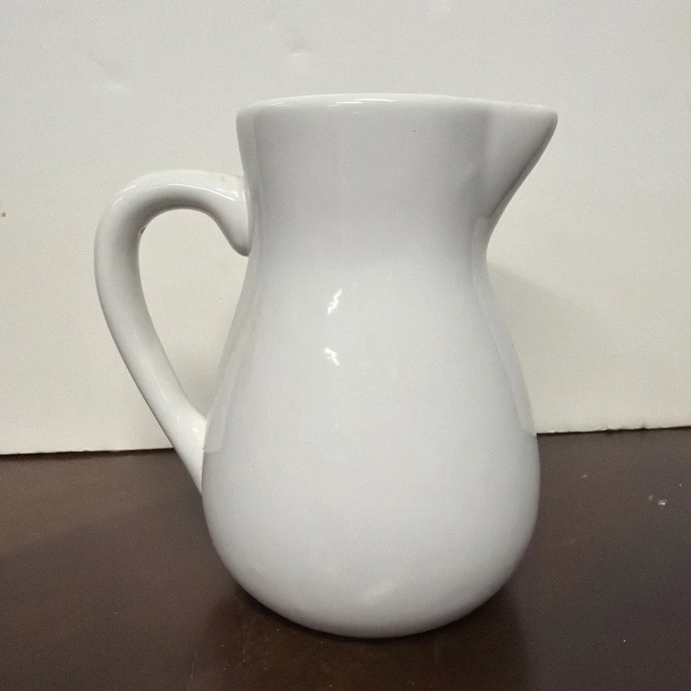 Vintage FTD White Blue Ceramic Pitcher Floral Ribbon Pattern‎ Art Pottery 6